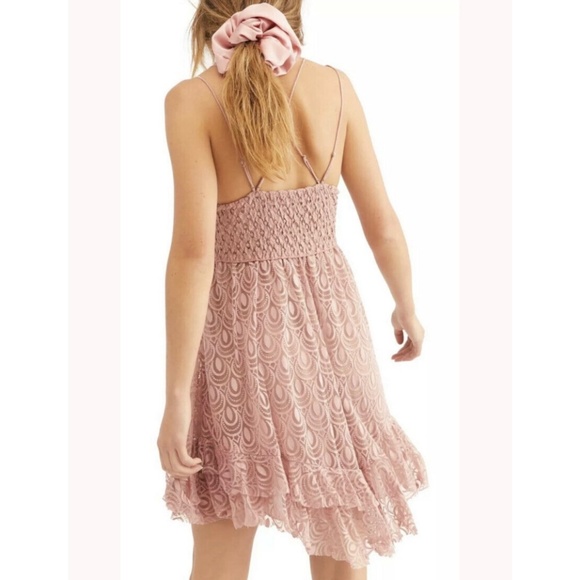 NWOT- Free People FP One "Adella" Burnout Slip Mini Dress Crochet Beach Lace - Picture 2 of 7